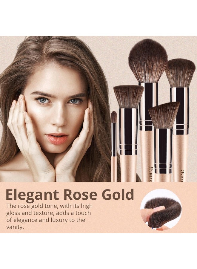 BEAKEY Makeup Brush Set Professional: Makeup Brushes For Eye And Face, Blending Brush For Foundation, Eyeshadow, Make Up Brushes Pack With Case, Eye Shadow Brush For Concealer, Gold Travel Beauty Tool - Image 3