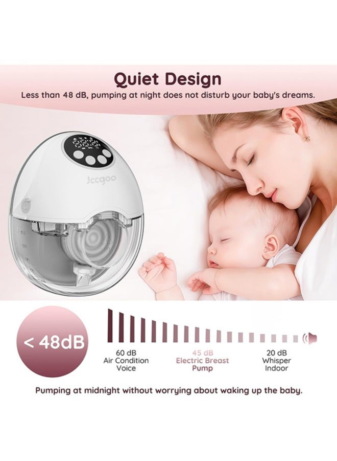 جي سي سي جوو مضخة حليب قابلة للارتداء - مضخة ثدي بدون استخدام اليدين بـ 4 أوضاع و12 مستوى، مزودة بتعليمات صوتية تلقائية، شاشة LED، وظيفة الذاكرة، باللون الأبيض - Image 2