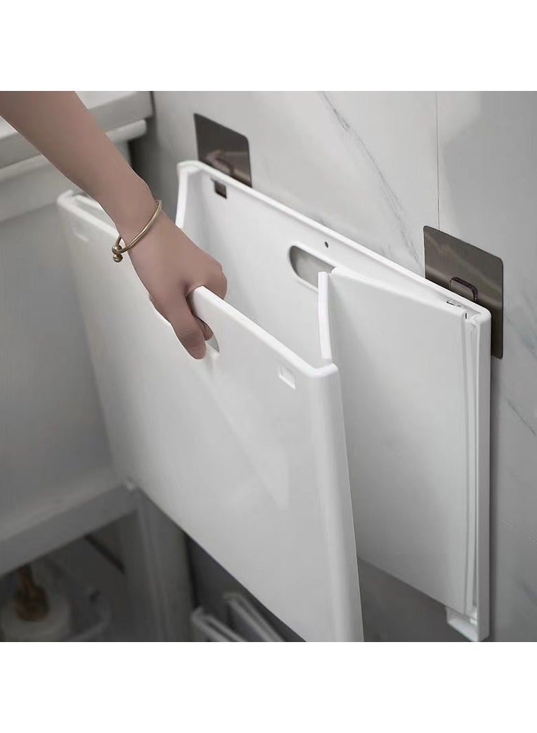 Foldable laundry basket, storage basket, plastic dirty clothes basket, used for organizing clothes, towels, white. - Image 3