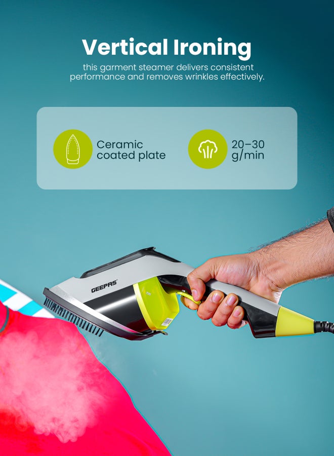 GEEPAS Handheld Garment Steamer with Detachable Water Tank 170 ml 1950 W GGS25019 Grey, Black, Yellow - Image 4