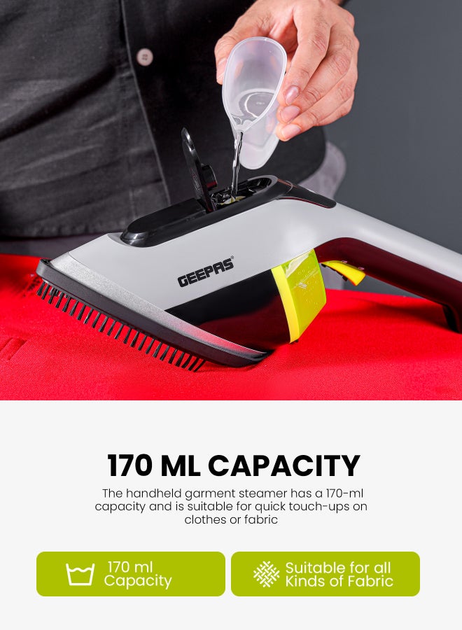 GEEPAS Handheld Garment Steamer with Detachable Water Tank 170 ml 1950 W GGS25019 Grey, Black, Yellow - Image 3