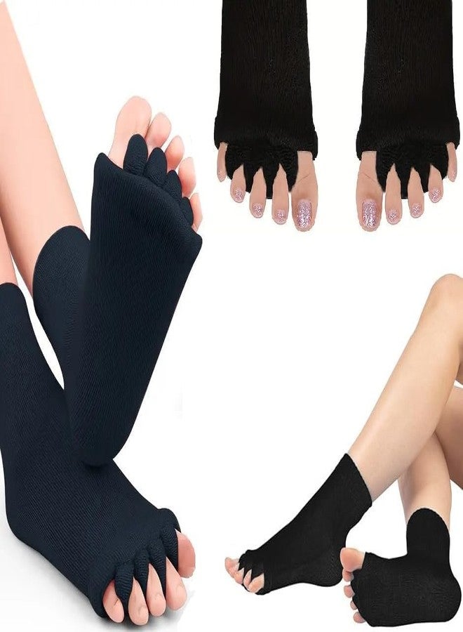 QERINKLE cotton Foot Alignment Socks 5 Finger Toe Separator for Men & Women, Plantar Fasciitis Leg Foot Pain Relief Bunion Corrector, Hallux Valgus, Orthopaedic Socks for Office, Yoga, Gym - Image 1