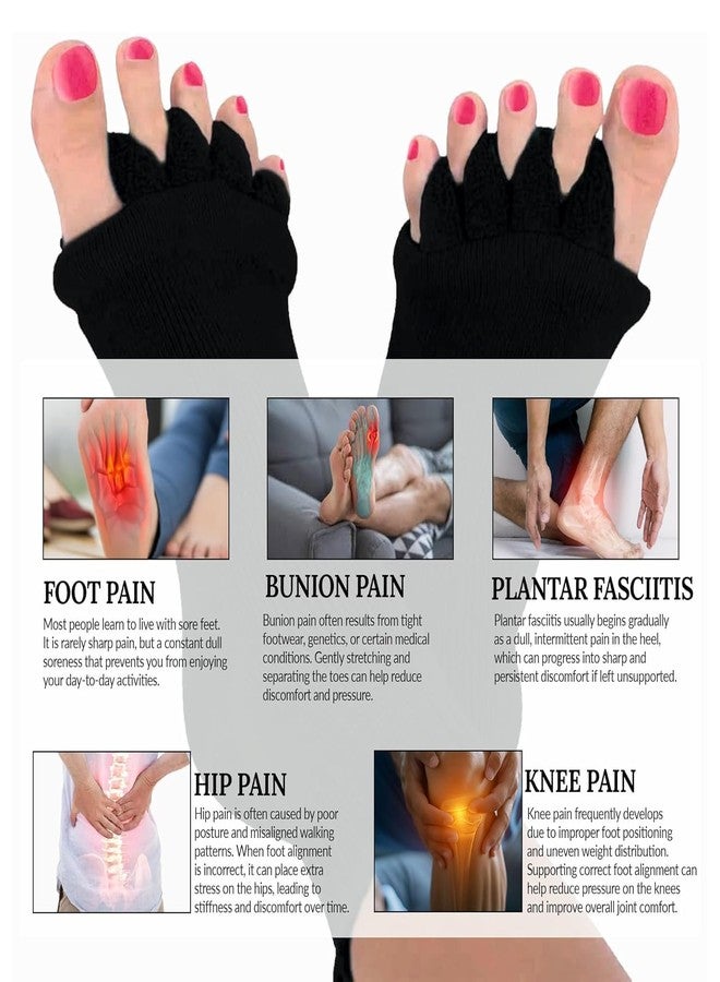 QERINKLE cotton Foot Alignment Socks 5 Finger Toe Separator for Men & Women, Plantar Fasciitis Leg Foot Pain Relief Bunion Corrector, Hallux Valgus, Orthopaedic Socks for Office, Yoga, Gym - Image 2