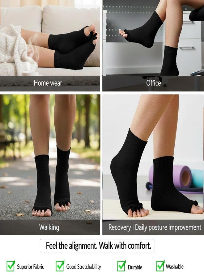 QERINKLE cotton Foot Alignment Socks 5 Finger Toe Separator for Men & Women, Plantar Fasciitis Leg Foot Pain Relief Bunion Corrector, Hallux Valgus, Orthopaedic Socks for Office, Yoga, Gym - Image 4
