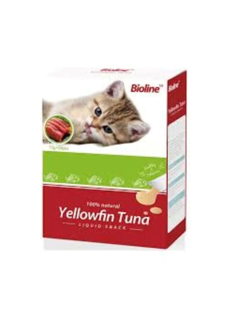 بايولاين مكافآت القطط - سمك التونة ذو الزعانف الصفراء 15 جم × 24 عبوة