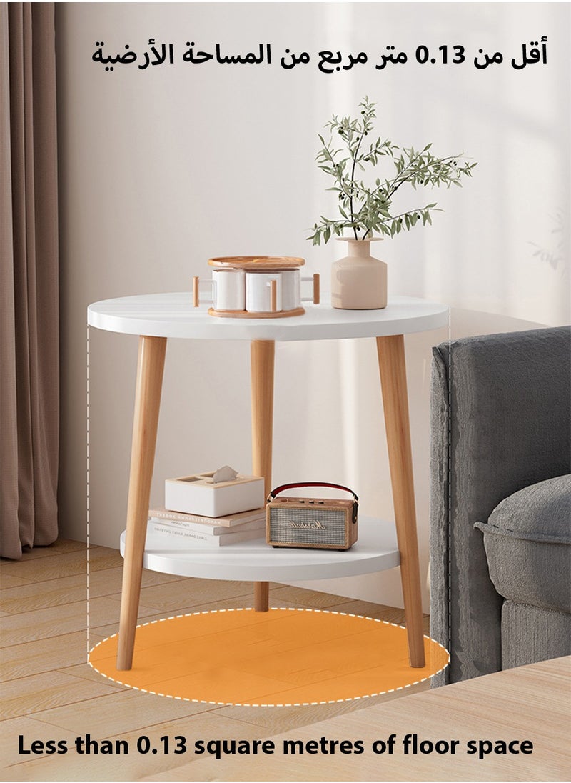 Arabest Simple Double-layer Large-capacity Storage Bedside Coffee Table For Home End Table White 40*43CM  - Image 2