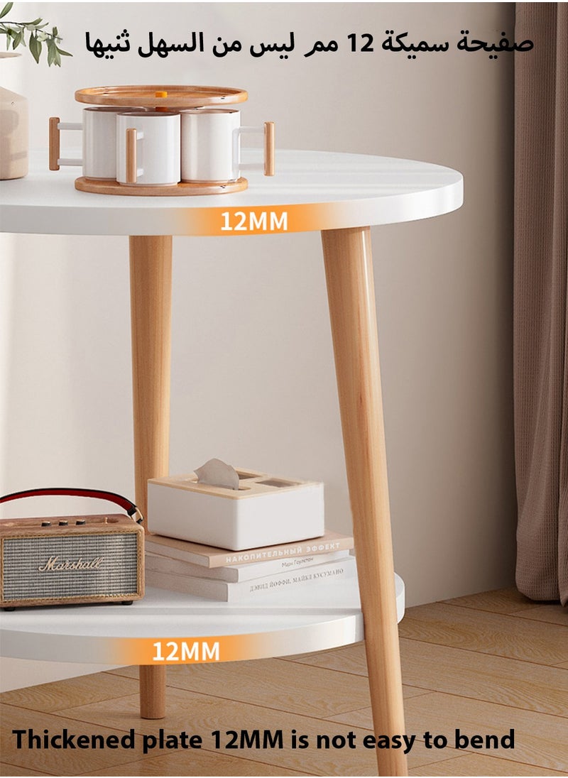 Arabest Simple Double-layer Large-capacity Storage Bedside Coffee Table For Home End Table White 40*43CM  - Image 3