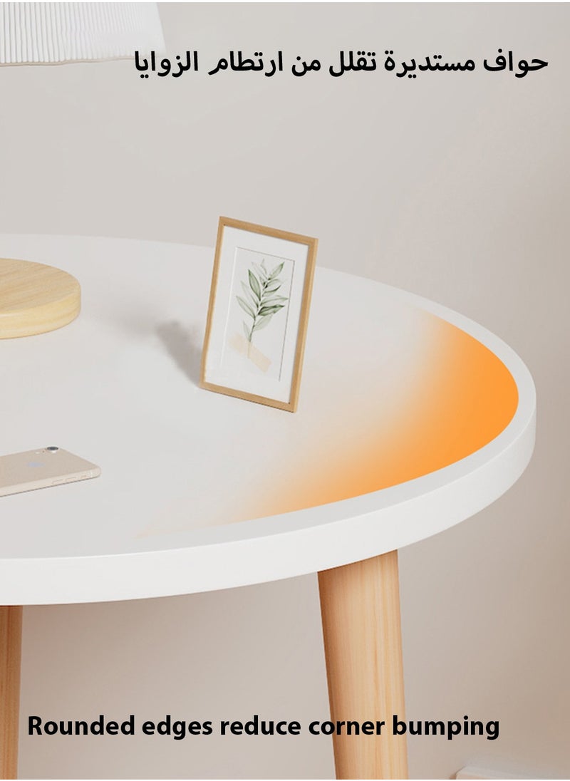 Arabest Simple Double-layer Large-capacity Storage Bedside Coffee Table For Home End Table White 40*43CM  - Image 4