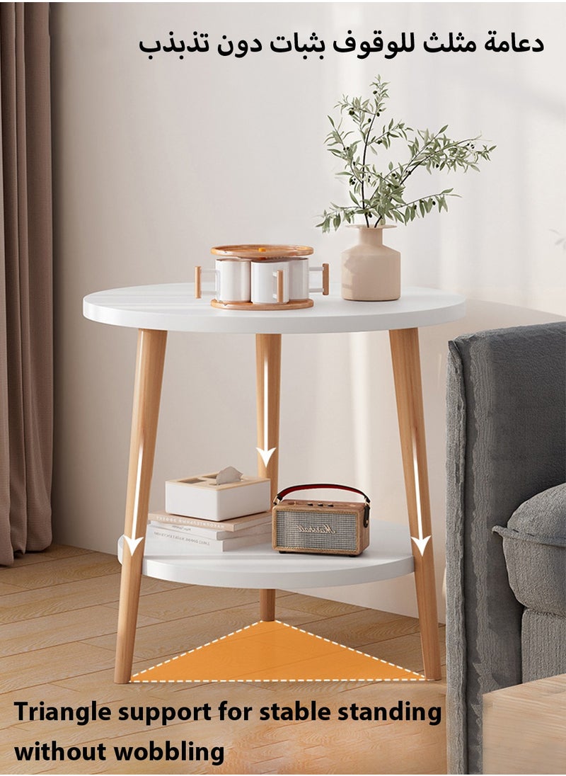 Arabest Simple Double-layer Large-capacity Storage Bedside Coffee Table For Home End Table White 40*43CM  - Image 5