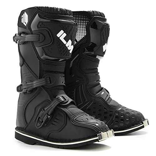 ILM Youth Kids Motorcycle Boots for Boys Girls Waterproof ATV Motorcross Dirt Blike Riding Biker Boots ModelMX3J Black 45 - Image 1