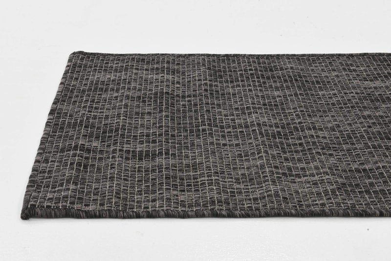 Unique Loom Collection Casual Transitional Solid Heathered Indoor/Outdoor Flatweave Area Rug (2' x 6' 1" Runner, Black/Ivory) - Image 3