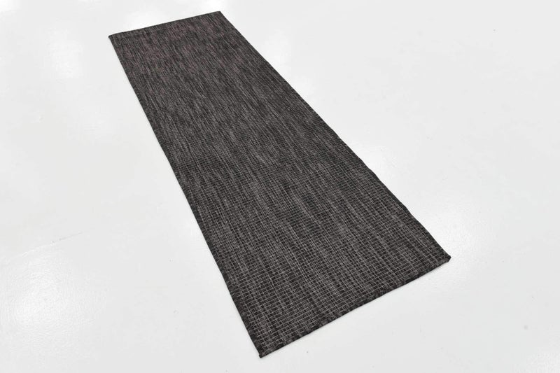 Unique Loom Collection Casual Transitional Solid Heathered Indoor/Outdoor Flatweave Area Rug (2' x 6' 1" Runner, Black/Ivory) - Image 2