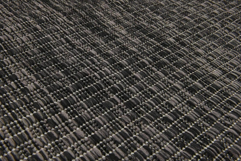 Unique Loom Collection Casual Transitional Solid Heathered Indoor/Outdoor Flatweave Area Rug (2' x 6' 1" Runner, Black/Ivory) - Image 4