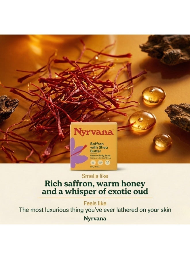 Nyrvana Brightening Soap Bar - Saffron with Shea Butter - Pack of 3 x 100g (3.52 oz) - For Glow & Even Tone - Natural Handmade Gentle Face & Body Bathing Bar, SLS Free - 100g - Image 3