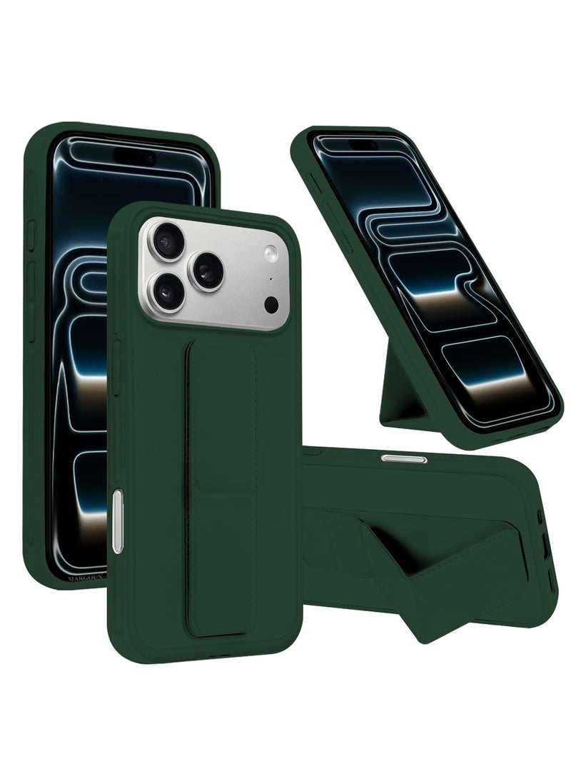 DUSALA For iPhone 17 Pro Max Case Cover Finger Grip Holder Phone Car Magnetic Multi-function Shockproof Protective Case Two-in-One Phone Holder Case - Green - Image 1