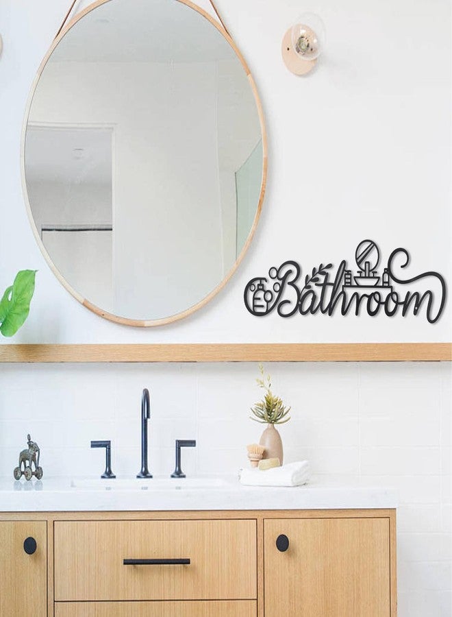 OYEFLY Modern Farmhouse Black Metal Bathroom Wall Art - Image 4