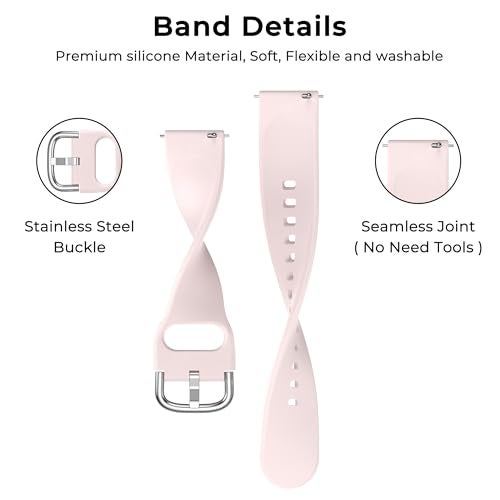 Tobfit 18mm Silicone Watch Strap Compatible for Titan, Timex, Casio, Sonata etc, Quick Release Sport Loop Colorful Strap,Light pink - Image 4