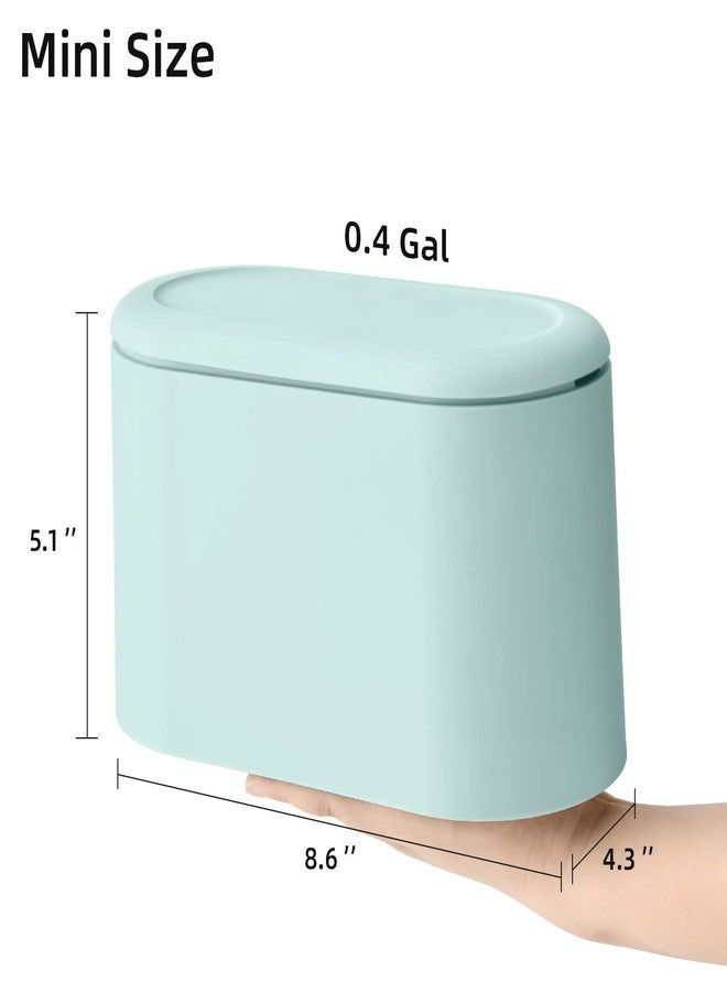SUBEKYU 0.4 Gal Mini Countertop Trash Can with Lid for Desktop, Small Garbage Can for Office, Tiny Wastebasket, Plastic, Light Green - Image 2
