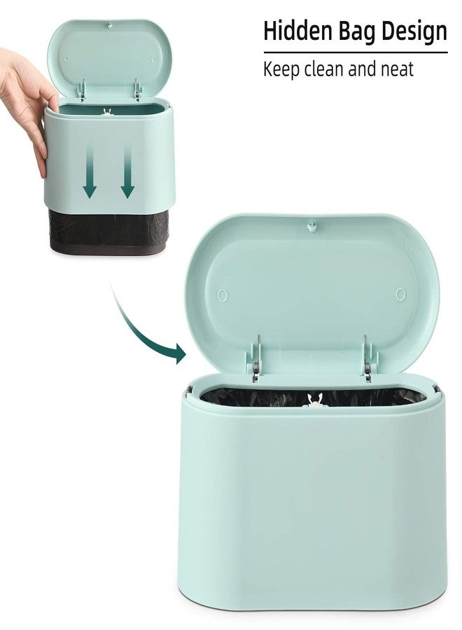 SUBEKYU 0.4 Gal Mini Countertop Trash Can with Lid for Desktop, Small Garbage Can for Office, Tiny Wastebasket, Plastic, Light Green - Image 3