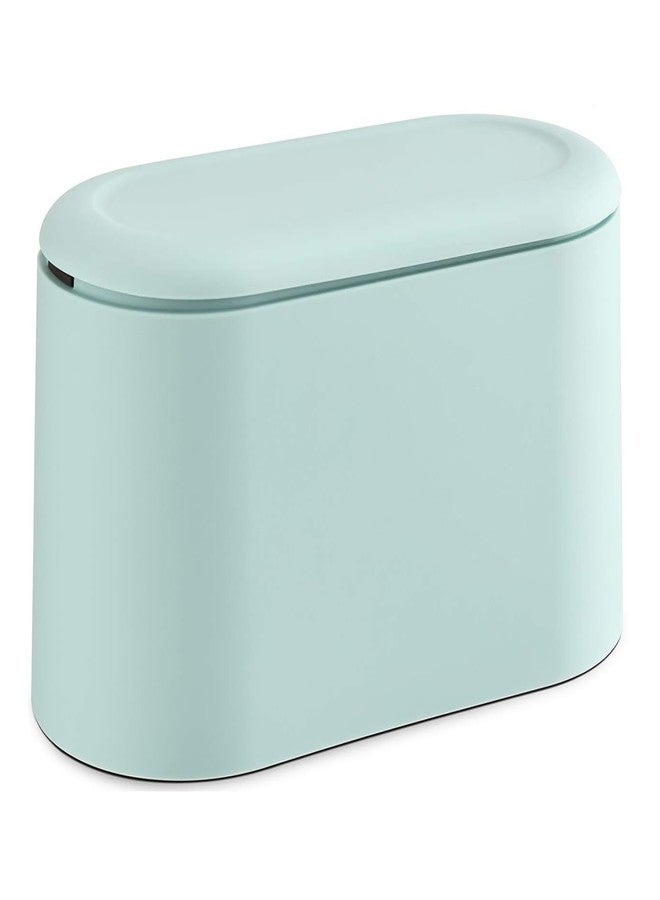 SUBEKYU 0.4 Gal Mini Countertop Trash Can with Lid for Desktop, Small Garbage Can for Office, Tiny Wastebasket, Plastic, Light Green - Image 1