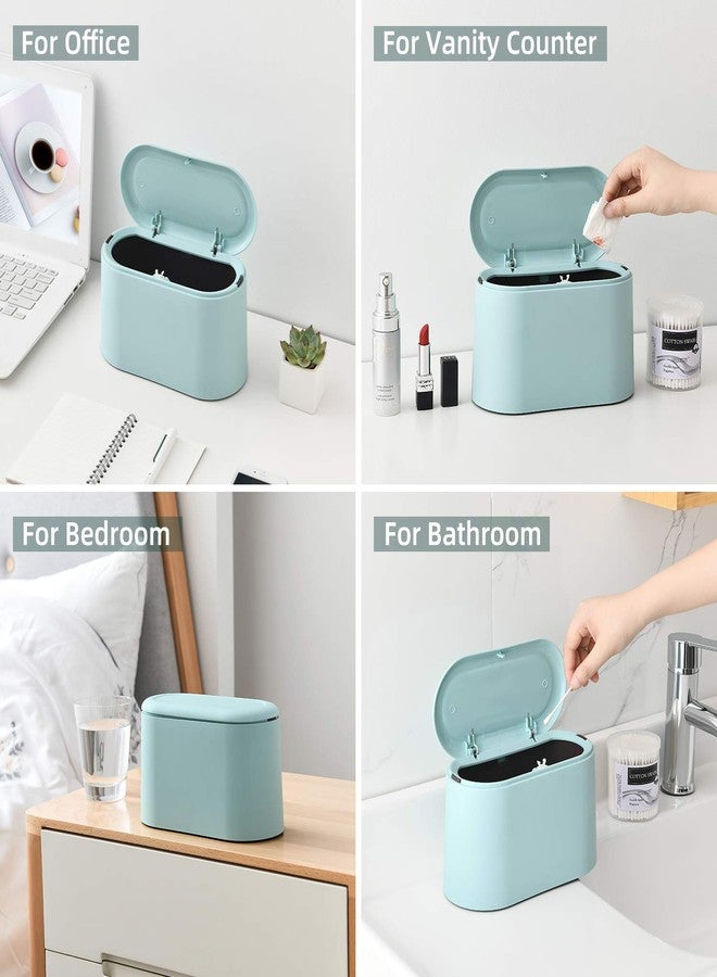 SUBEKYU 0.4 Gal Mini Countertop Trash Can with Lid for Desktop, Small Garbage Can for Office, Tiny Wastebasket, Plastic, Light Green - Image 5