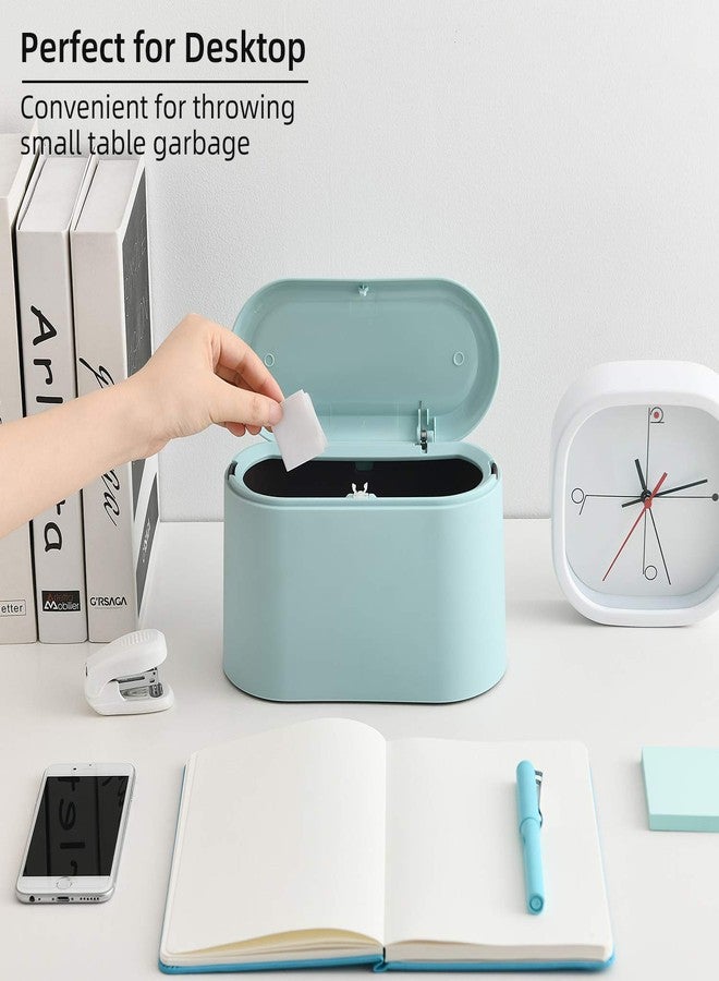 SUBEKYU 0.4 Gal Mini Countertop Trash Can with Lid for Desktop, Small Garbage Can for Office, Tiny Wastebasket, Plastic, Light Green - Image 4