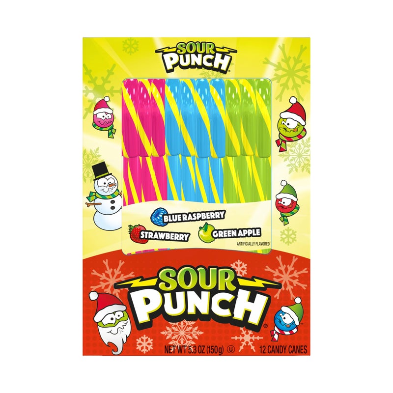 Spangler Candy Canes, Sour Punch, 12Ct box 5.3oz Ounce