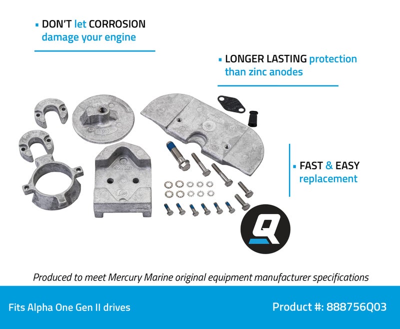 Quicksilver 888756Q03 Aluminum Anode Kit for Alpha One Gen II Drives - Image 2