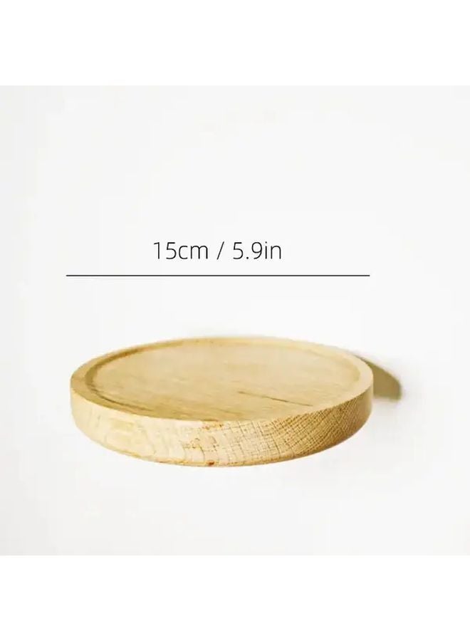 White Wood Round Wall Mounted Shelf Planter Holder Bohemian Style Space Saving Decor - Image 1