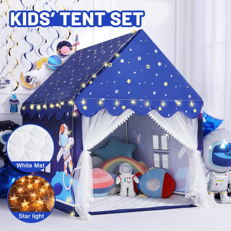 Wilwolfer Space Kids Tent Indoor: with Mat, Star Lights - Kids Play Tent Space Toys - Bedroom Decorations Astronaut Rocket Ship (Black) - Image 2