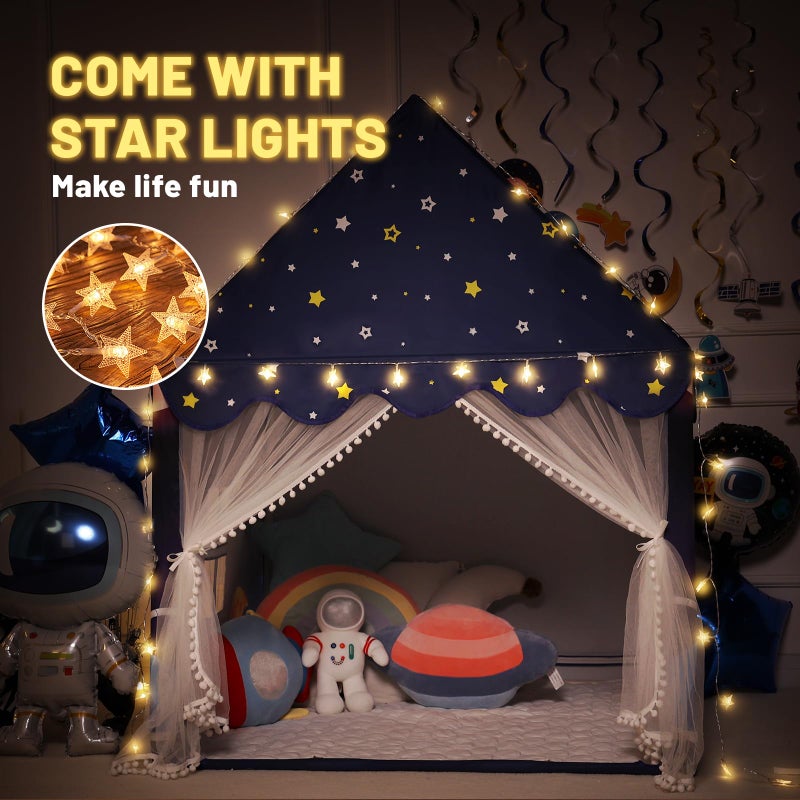 Wilwolfer Space Kids Tent Indoor: with Mat, Star Lights - Kids Play Tent Space Toys - Bedroom Decorations Astronaut Rocket Ship (Black) - Image 5