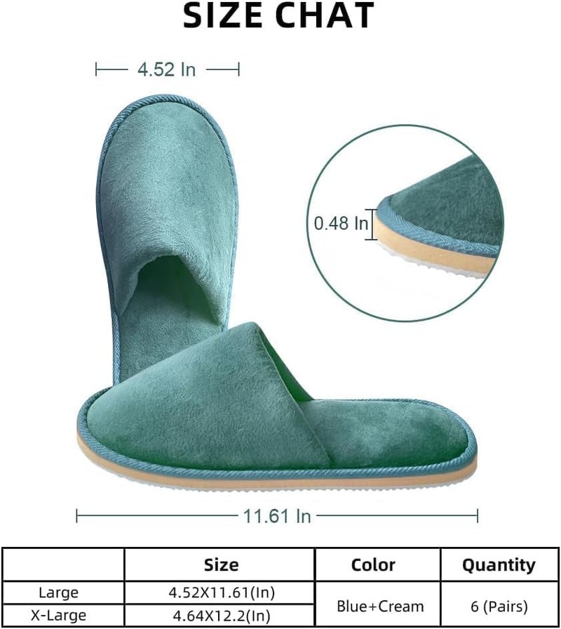 KASTWAVE 6 Pairs Spa Slippers, Washable & Reusable Closed Toe Disposable Indoor Hotel Slippers, Soft Home Coral Fleece Slipper,Super Soft Crystal Velvet, Padded Sole for Comfort- for Guests, Hotel, Travel - Image 4