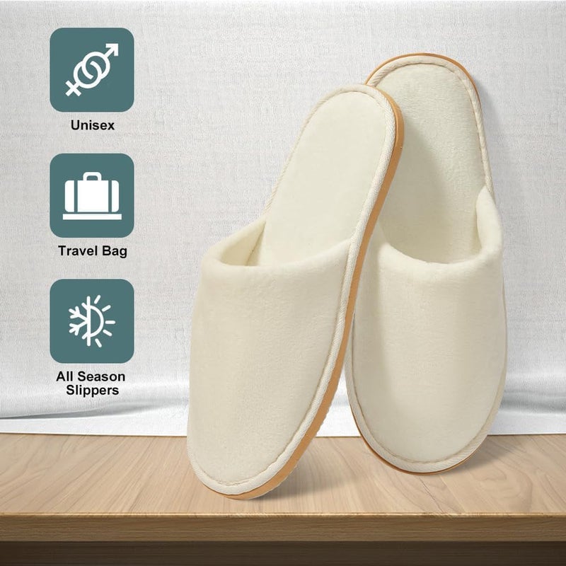 KASTWAVE 6 Pairs Spa Slippers, Washable & Reusable Closed Toe Disposable Indoor Hotel Slippers, Soft Home Coral Fleece Slipper,Super Soft Crystal Velvet, Padded Sole for Comfort- for Guests, Hotel, Travel - Image 3