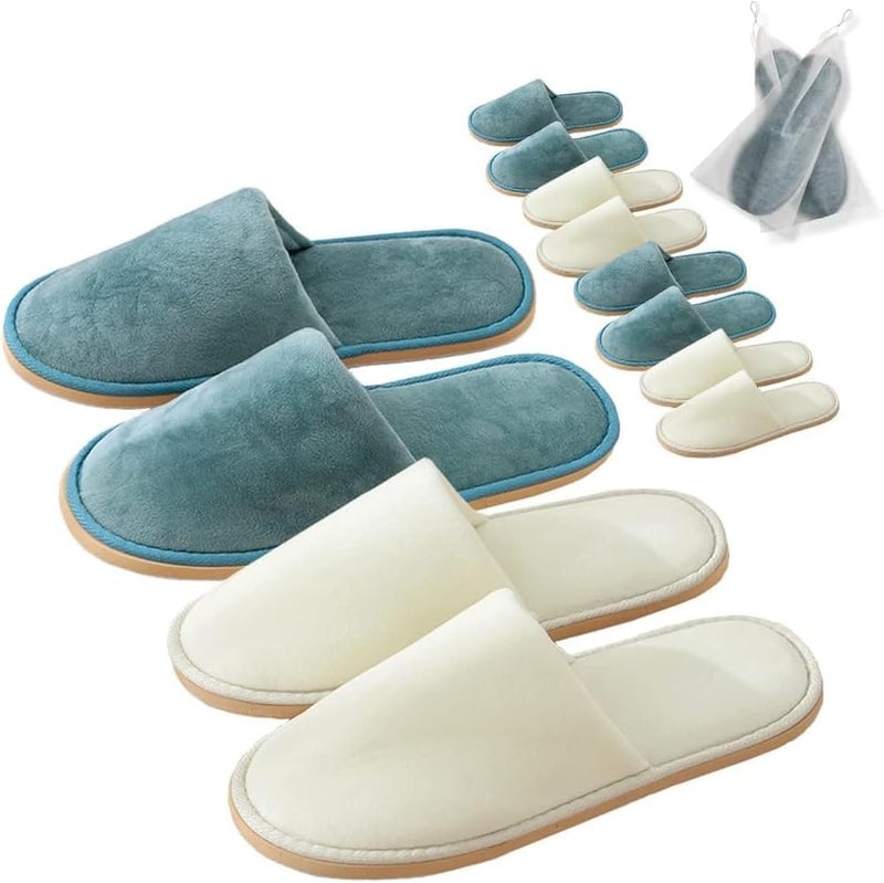 KASTWAVE 6 Pairs Spa Slippers, Washable & Reusable Closed Toe Disposable Indoor Hotel Slippers, Soft Home Coral Fleece Slipper,Super Soft Crystal Velvet, Padded Sole for Comfort- for Guests, Hotel, Travel - Image 1