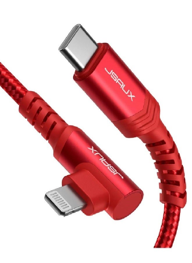 MFi USB-C To LIGHTNING Right Angle Cable  90° Nylon CL0175 1.2M RED