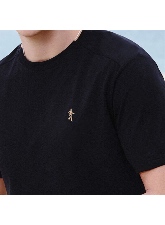 Dancing Wolves Long-staple Cotton Summer Basic Breathable Pure Cotton Skin-friendly Comfortable Men's Short Sleeve T-shirt 001 Black 165 - Image 5