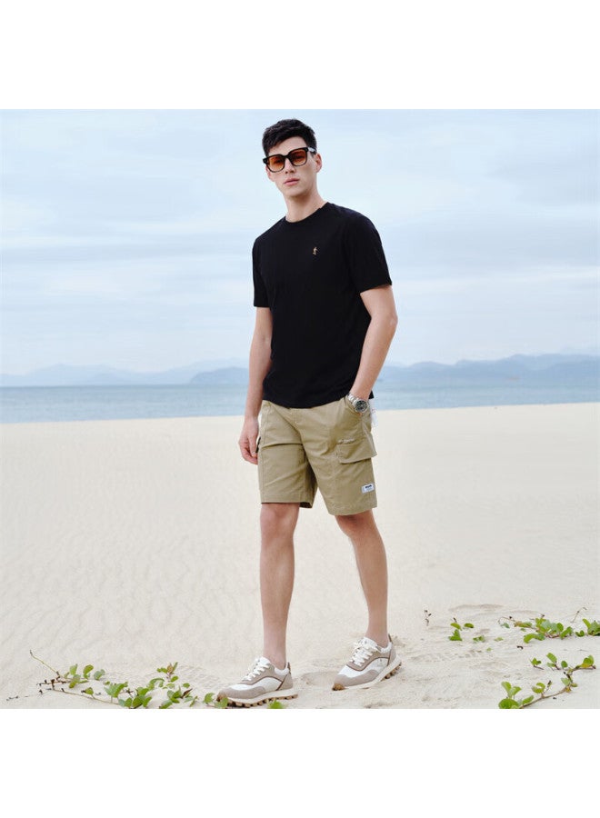 Dancing Wolves Long-staple Cotton Summer Basic Breathable Pure Cotton Skin-friendly Comfortable Men's Short Sleeve T-shirt 001 Black 165 - Image 4