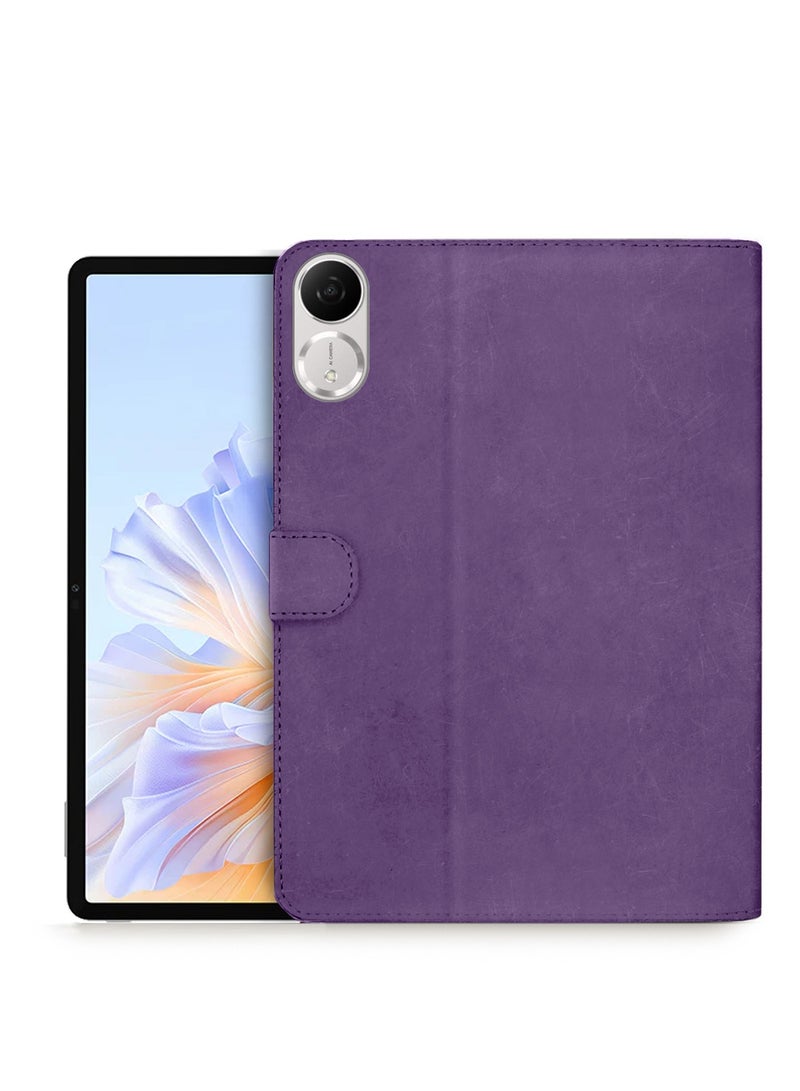 دبليو تيك غطاء Flip Case مغناطيسي بحواف جلدية PU لجهاز Honor Pad V9 11.5 بوصة 2024 (11.5 بوصة) - بنفسجي - Image 1