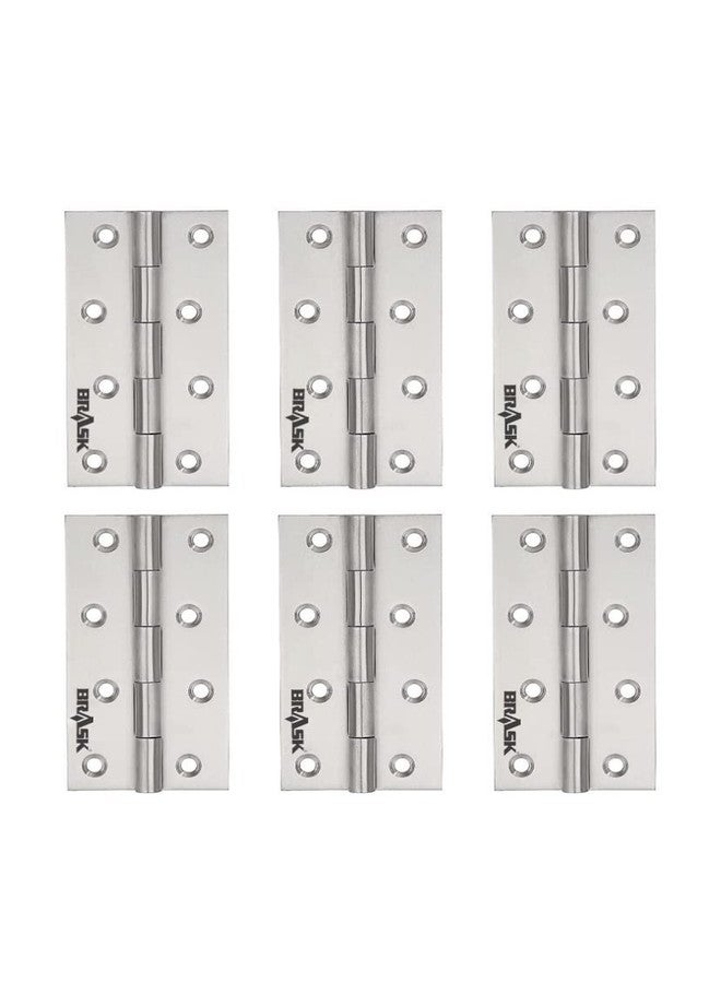 BRASK Premium Stainless Steel Slow Movement Concealed Welded Hinges 5 x 12, 2.5mm Thickness (Pack of 6) Screws Included (Stainless Steel Finish) - Image 1
