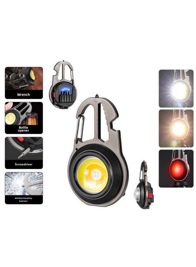 Mini Keychain Flashlight Type-c Charging Outdoor Camping Car Repair Multi-function Cob Work Light Portable Handheld Torch-Color:W5137  - Image 1