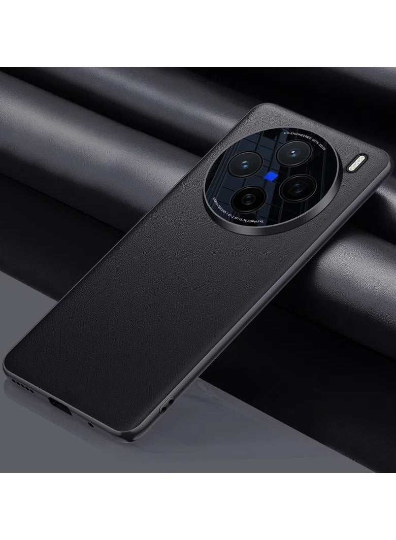 general Case for Vivo X200, [Tempered Glass Lens Protection] Extremely Light Super Slim Camera Protection PU Leather TPU Bumper Shockproof Case for Vivo X200