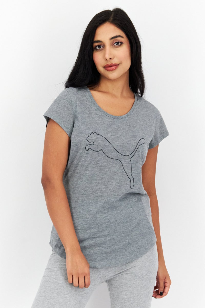PUMA Women Sportswear Fit Short Sleeves Training Top, Grey - Image 1