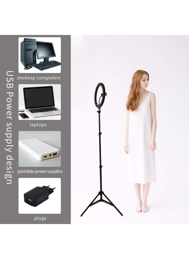 Generic 10-Inch LED Ring Light with Tripod Stand – 3 Color Modes, 8 Brightness Levels, USB Powered, with Phone Holder  - Image 3
