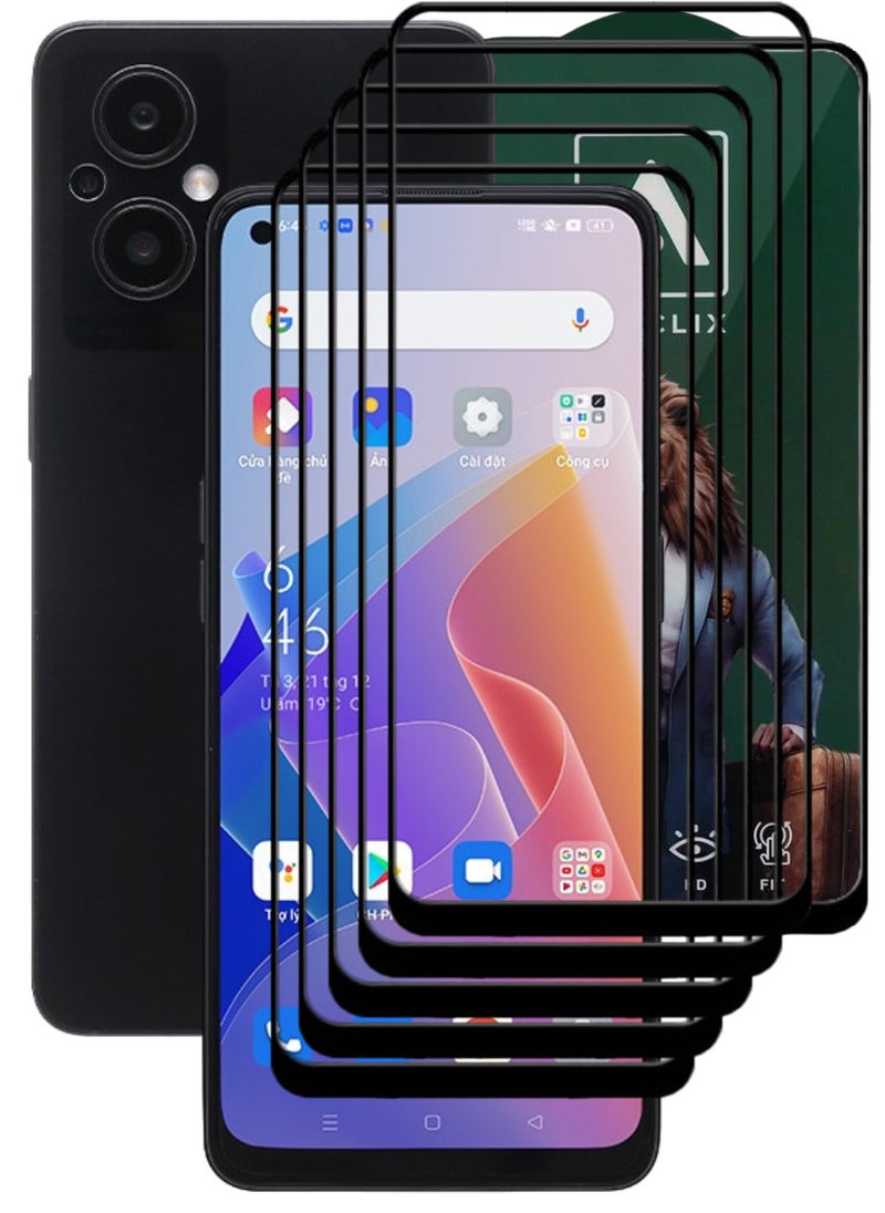 ACLIX 5 Pieces Antistatic ESD Dustproof Premium Quality High Definition Tempered Glass Screen Protector Designed For Oppo Reno7 Z 5G - Image 1