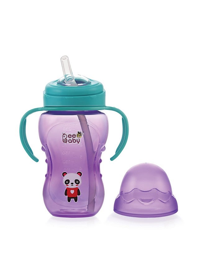 Beebaby No-Spill Flexi Straw Cup For 1 + Year Old, 100% Bpa Free Baby Sipper Bottle With Detachable Handle, Silicone Flex Straw Sippy Cup For Infant/Toddler, 240 Ml / 8 Oz (Violet, 12M+) - Image 1