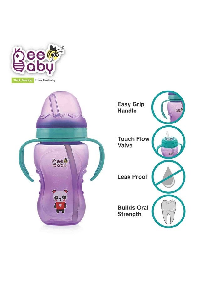 Beebaby No-Spill Flexi Straw Cup For 1 + Year Old, 100% Bpa Free Baby Sipper Bottle With Detachable Handle, Silicone Flex Straw Sippy Cup For Infant/Toddler, 240 Ml / 8 Oz (Violet, 12M+) - Image 2