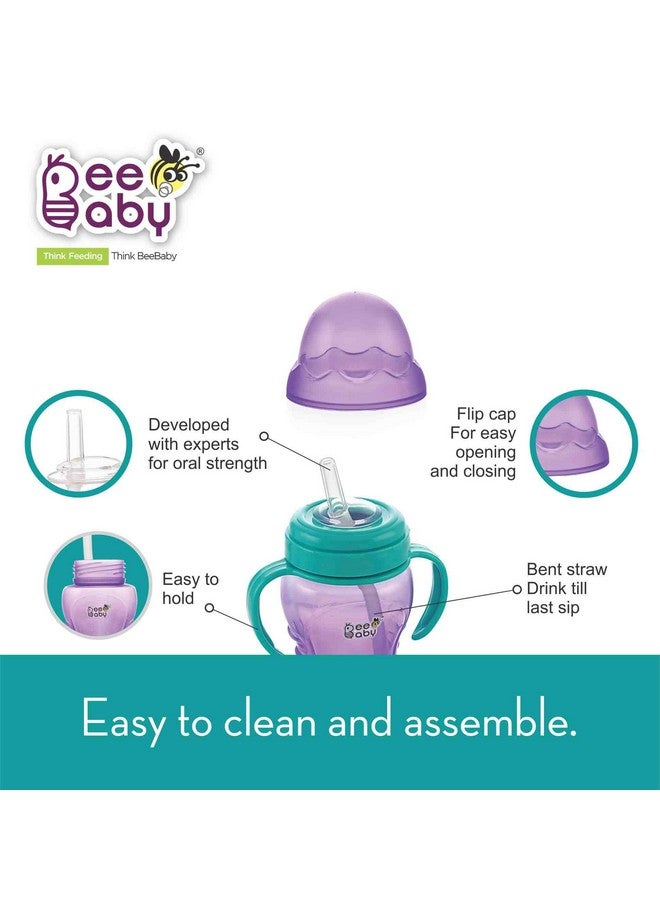 Beebaby No-Spill Flexi Straw Cup For 1 + Year Old, 100% Bpa Free Baby Sipper Bottle With Detachable Handle, Silicone Flex Straw Sippy Cup For Infant/Toddler, 240 Ml / 8 Oz (Violet, 12M+) - Image 3