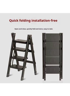 Y&D Multipurpose Step Ladder Folding Ladder With Anti-Slip Pedal Folding Step Stool Portable Lightweight Foldable Stepladder For Home Kitchen Library Office 4 Step  - Image 3