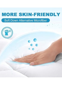 Asraar Premium 14 cm Thick Microfiber Mattress Topper with Soft Microfiber Filling - Breathable Bed Pad with Fitted Corner Edges - Enhances Comfort and Support for Better Sleep - Soft Fluffy Mattress Protector for Back Pain Relief, Deep Pocket Mattress Cover, Size - 200 x 140 cm White  - Image 2