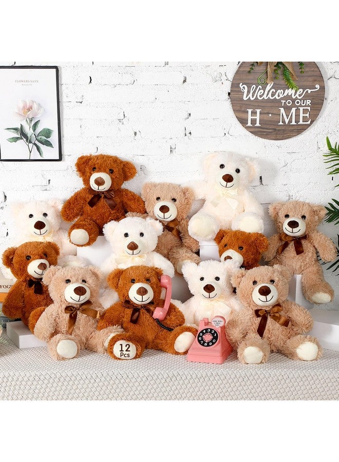 Zhanmai Zhanmai 12 Pcs 14 Inch Bear Stuffed Animal Bulk Operation 2025 Graduation Gifts Bulk Plush Stuffed Bear for Bridal Anniversary Shower Gifts(Light Brown, Khaki and White) - Image 3